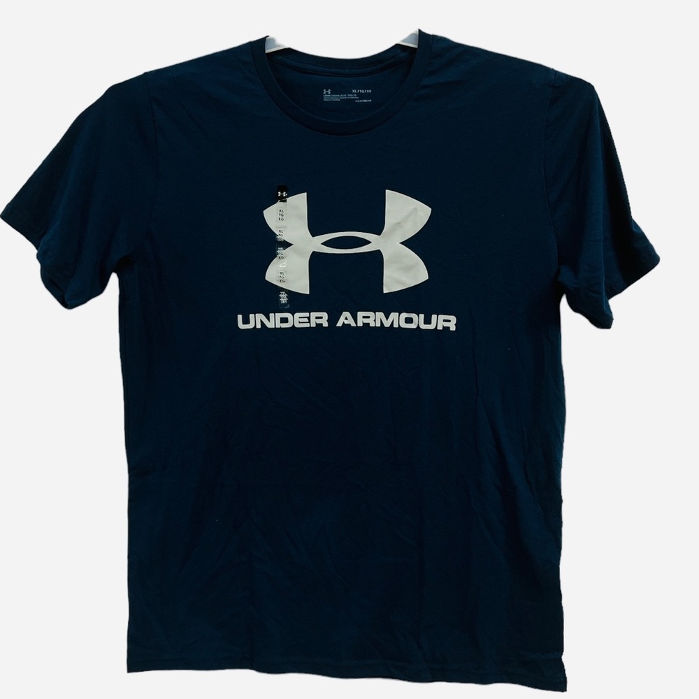 NWT Under Armour Mens Graphic Logo Tee T-Shirt Navy Blue - Picture 2 of 11